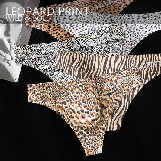 Leopard Print Low-Rise Thong with 3D Contour Pouch — Petals & Lace