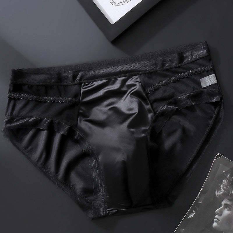 Ice-Silk Triangle Brief with Lace Accent — Petals & Lace