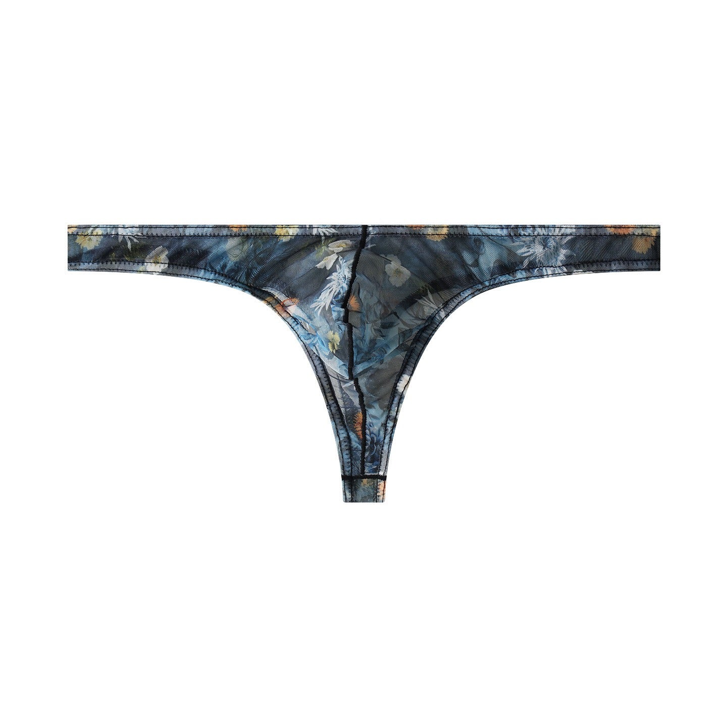 Starry Print Ice-Silk Thong with 3D Contour Pouch — Petals & Lace