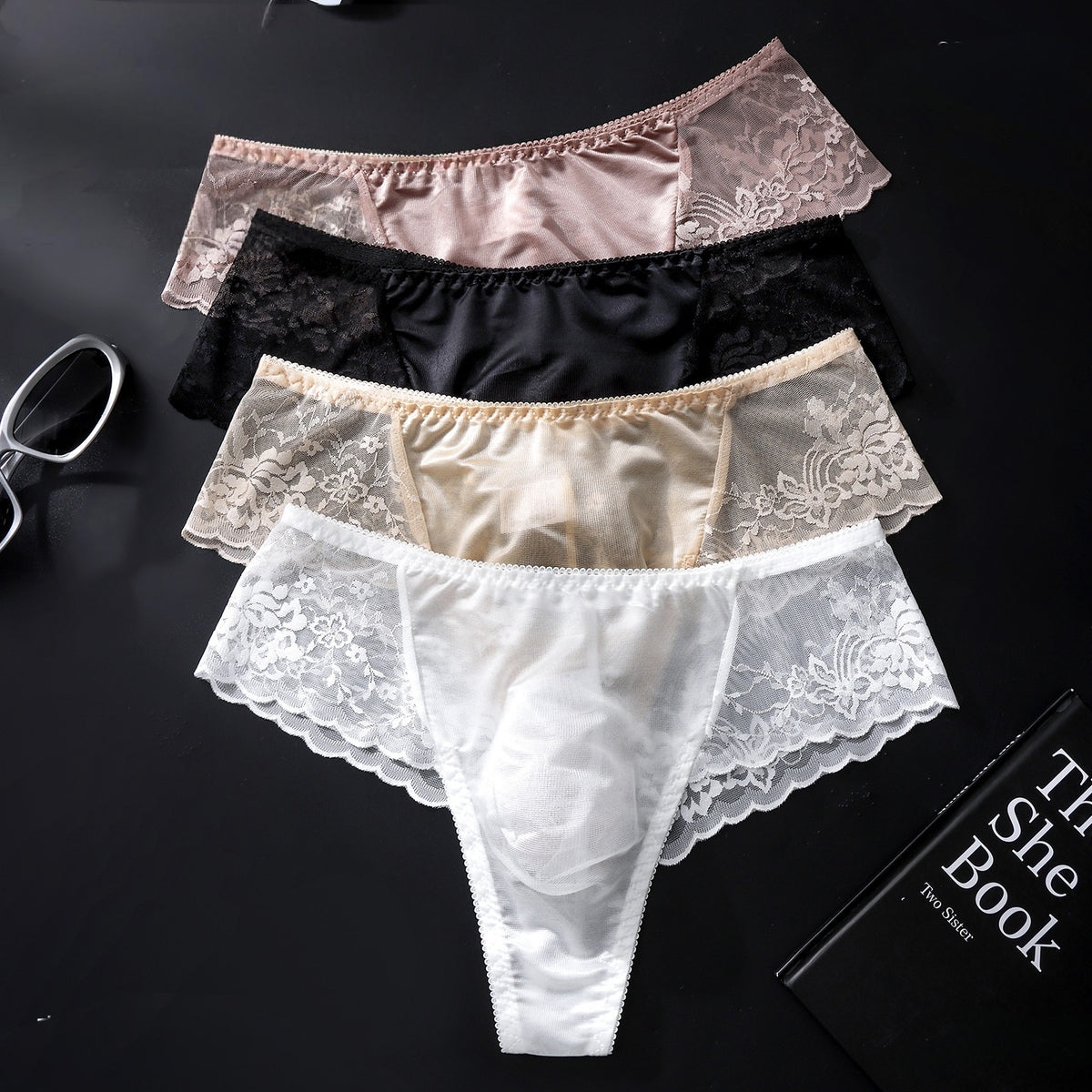 Men's Floral Lace Mesh Brief with 3D Contour Pouch - Image 1