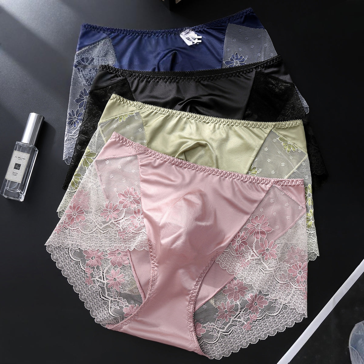 Men's Satin Ice-Silk Lace Brief with 3D Contour Pouch - Image 1