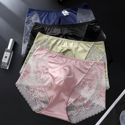Men's Satin Ice-Silk Lace Brief with 3D Contour Pouch - Image 1
