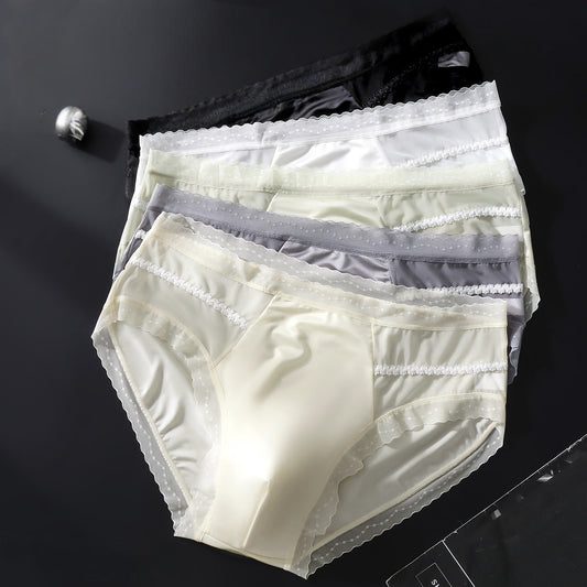 Ice-Silk Triangle Brief with Lace Accent — Petals & Lace