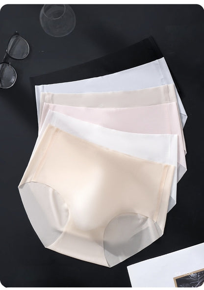 Seamless Ice-Silk Brief with 3D Contour Pouch — Petals & Lace
