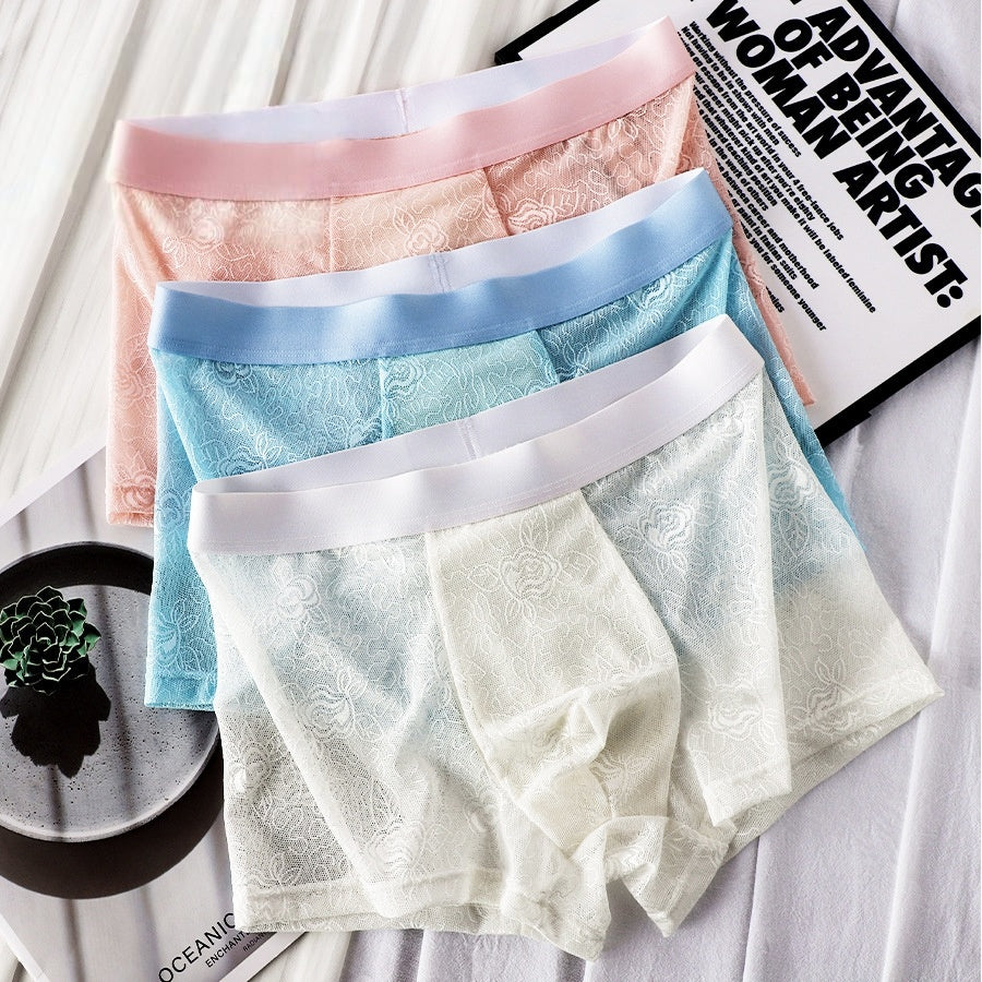 Men's Floral Lace Boxer Brief with 3D Contour Pouch - Image 1