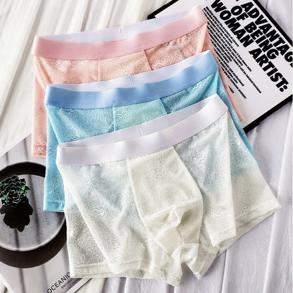 Men's Floral Lace Boxer Brief with 3D Contour Pouch - Image 1