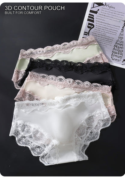 Lace-Trimmed Brief with 3D Contour Pouch - View 2 — Petals & Lace