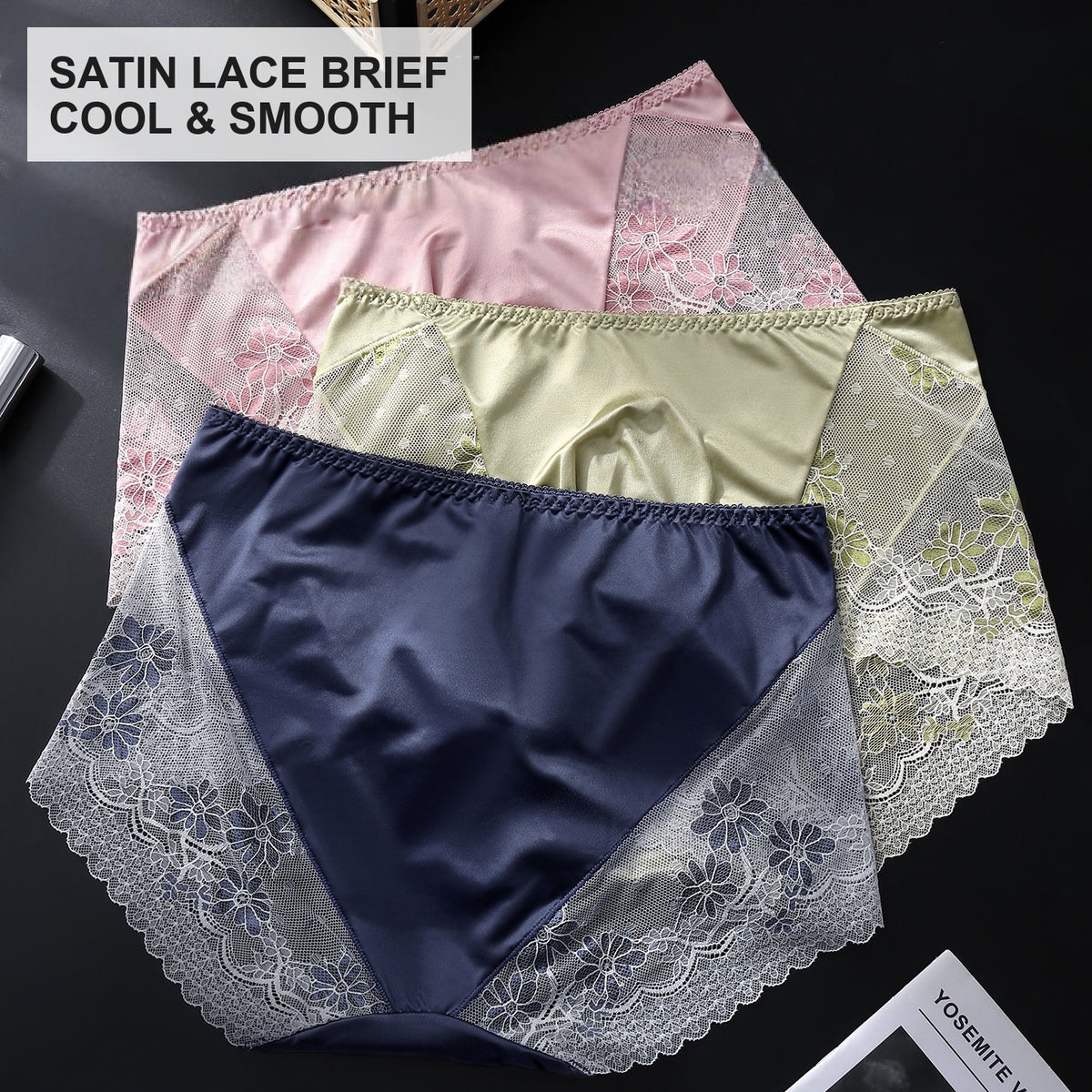 Men's Satin Ice-Silk Lace Brief with 3D Contour Pouch - Image 2