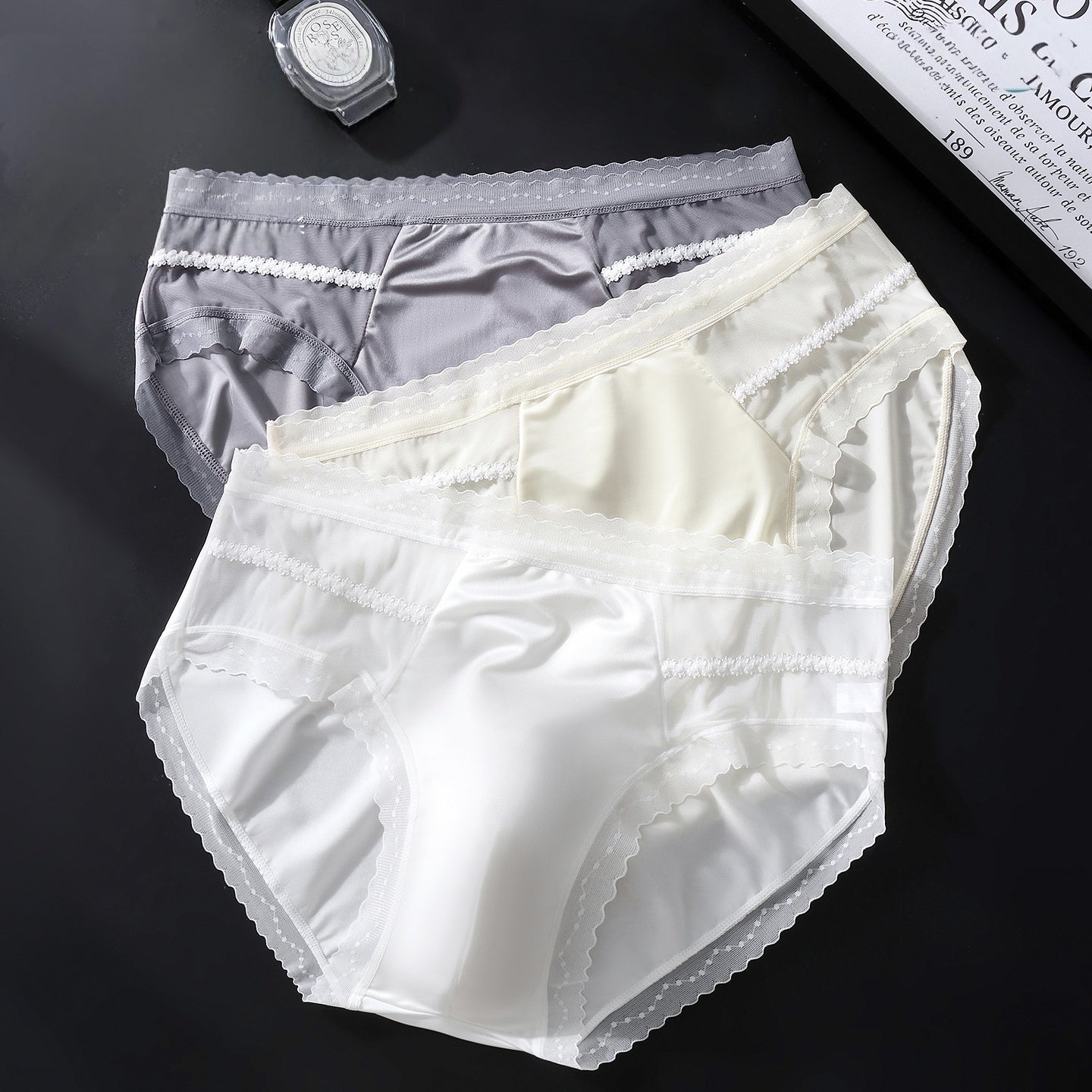 Ice-Silk Triangle Brief with Lace Accent — Petals & Lace