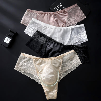 Men's Floral Lace Mesh Brief with 3D Contour Pouch - Image 3