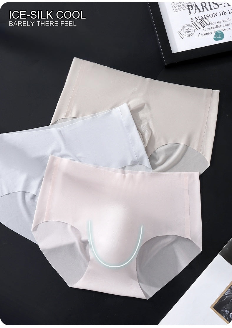 Seamless Ice-Silk Brief with 3D Pouch — Petals & Lace