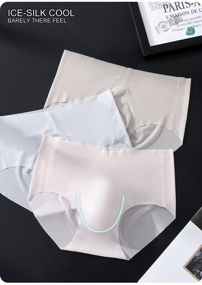 Seamless Ice-Silk Brief with 3D Contour Pouch - View 3 — Petals & Lace