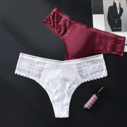 Hollow Lace Thong with 3D Contour Pouch - View 4 — Petals & Lace