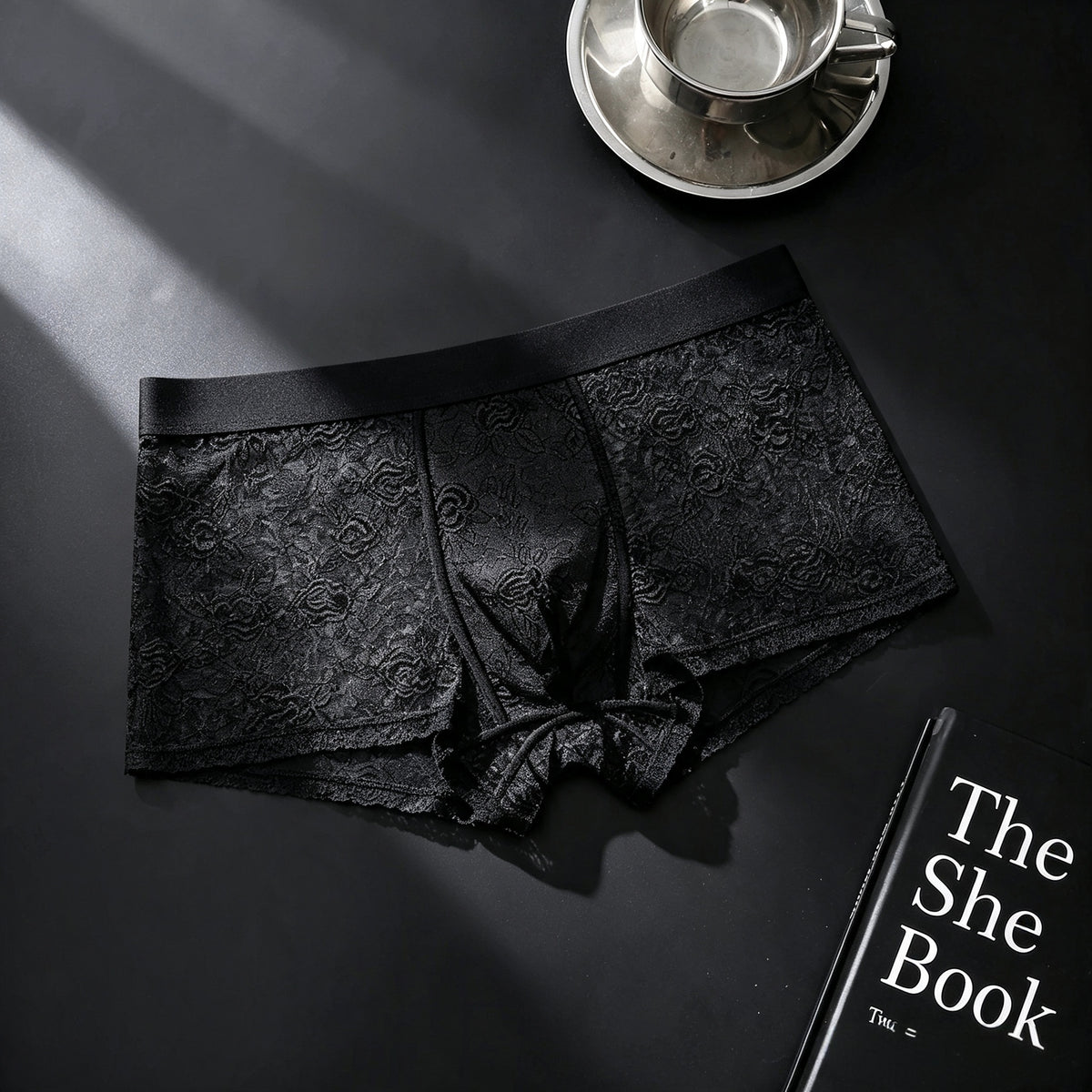 Men's Floral Lace Boxer Brief with 3D Contour Pouch - Image 4