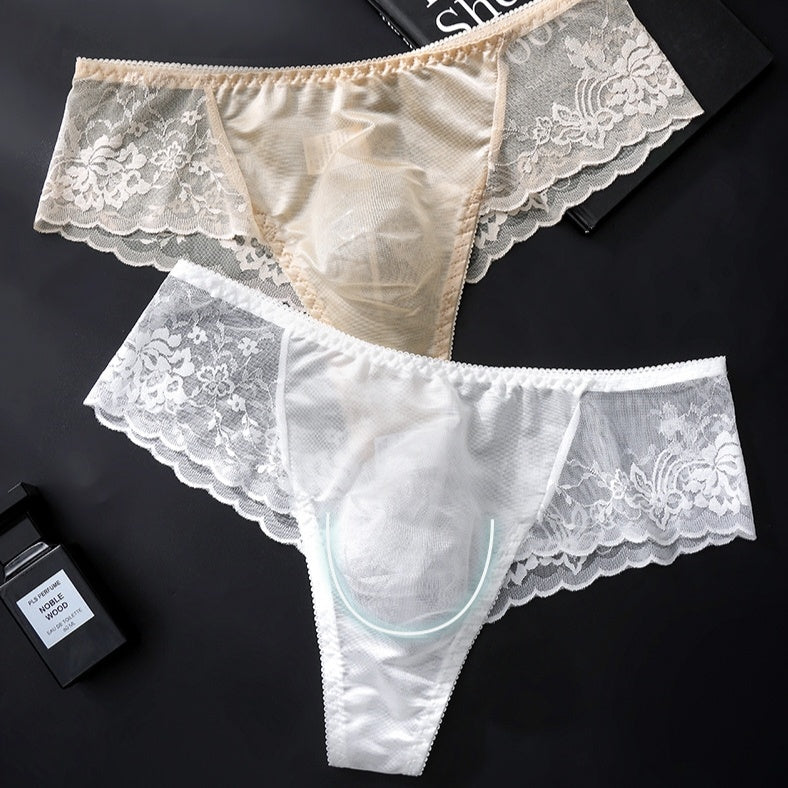 Men's Floral Lace Mesh Brief with 3D Contour Pouch - Image 4