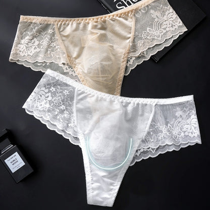 Men's Floral Lace Mesh Brief with 3D Contour Pouch - Image 4