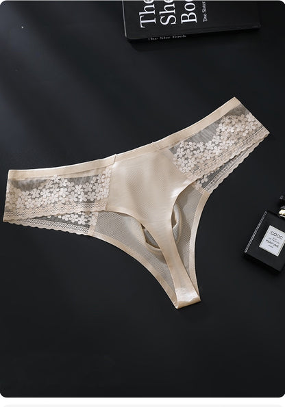 Seamless Ice-Silk Thong with 3D Contour Pouch - View 5 — Petals & Lace