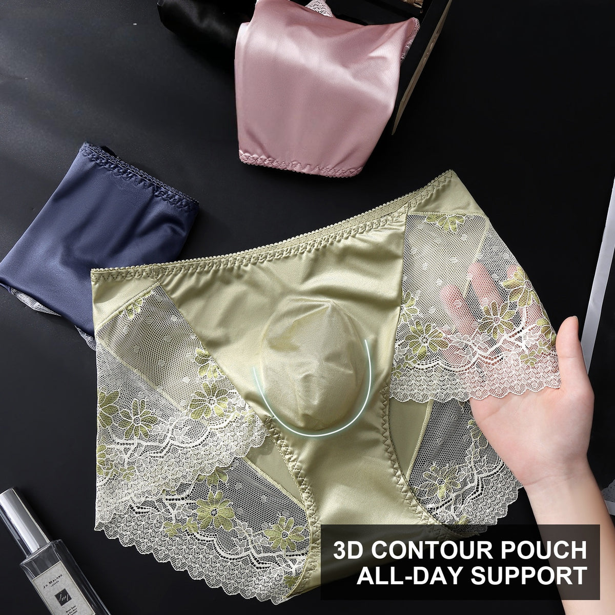 Men's Satin Ice-Silk Lace Brief with 3D Contour Pouch - Image 5