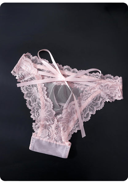 French Lace Bow-Tie Brief with 3D Contour Pouch - View 5 — Petals & Lace