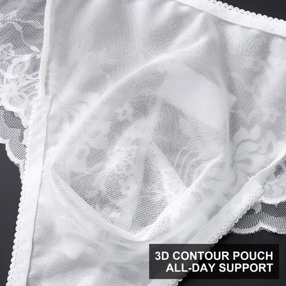 Men's Floral Lace Mesh Brief with 3D Contour Pouch - Image 5