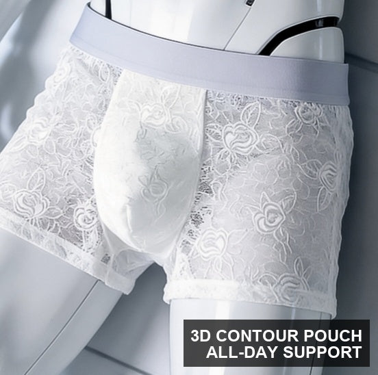 Men's Floral Lace Boxer Brief with 3D Contour Pouch - Image 6