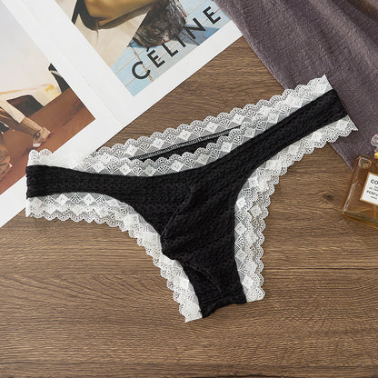 Black Textured Lace Bikini Brief with 3D Contour Pouch — Petals & Lace