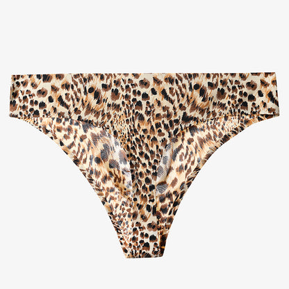 Yellow Leopard Leopard Print Low-Rise Thong with 3D Contour Pouch — Petals & Lace
