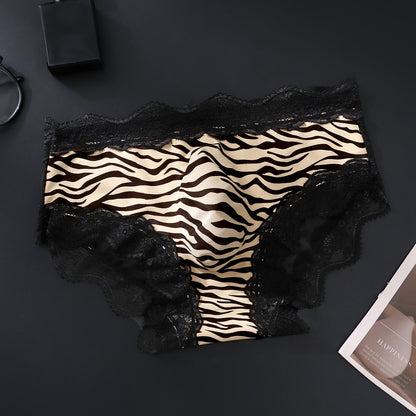 Leopard Lace Brief with 3D Contour Pouch - Zebra