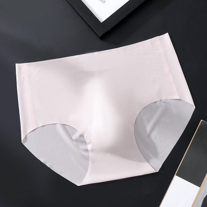 Blush Pink Seamless Ice-Silk Brief with 3D Contour Pouch — Petals & Lace