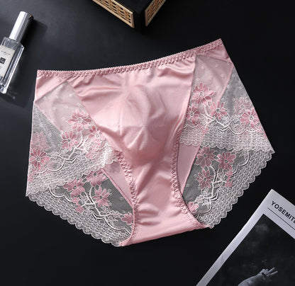 Men's Satin Ice-Silk Lace Brief with 3D Contour Pouch - Blush Pink