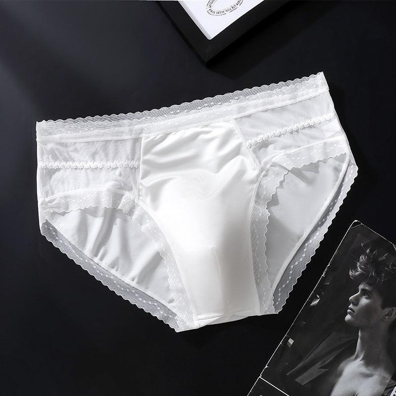 Ice-Silk Triangle Brief with Lace Accent — Petals & Lace