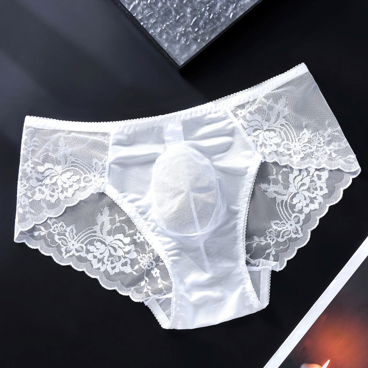 Men's French Lace Brief with 3D Contour Pouch