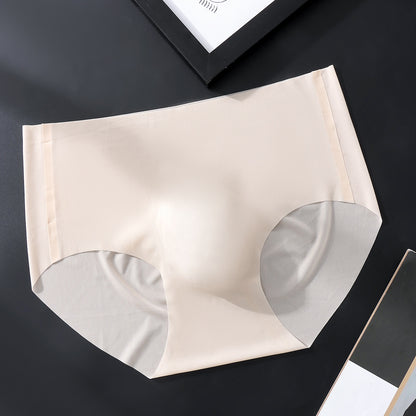 Nude Seamless Ice-Silk Brief with 3D Contour Pouch — Petals & Lace