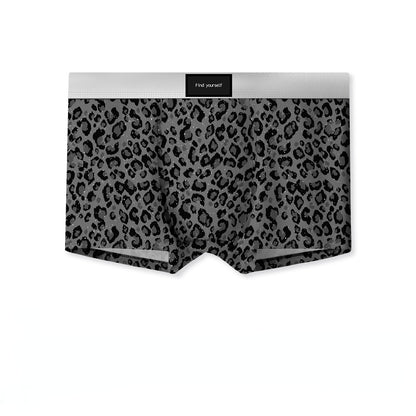 Men's Starry Leopard Print Boxer Brief with 3D Contour Pouch - Grey Leopard