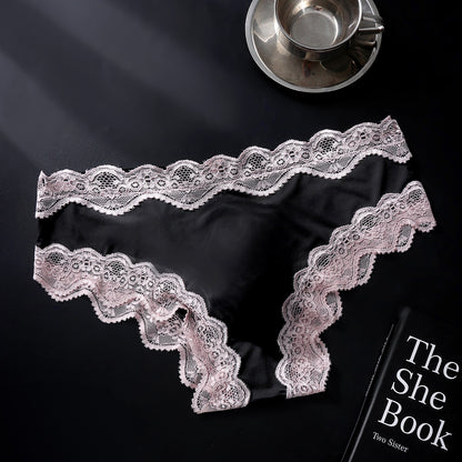 Black Breathable French Lace Brief with 3D Contour Pouch — Petals & Lace