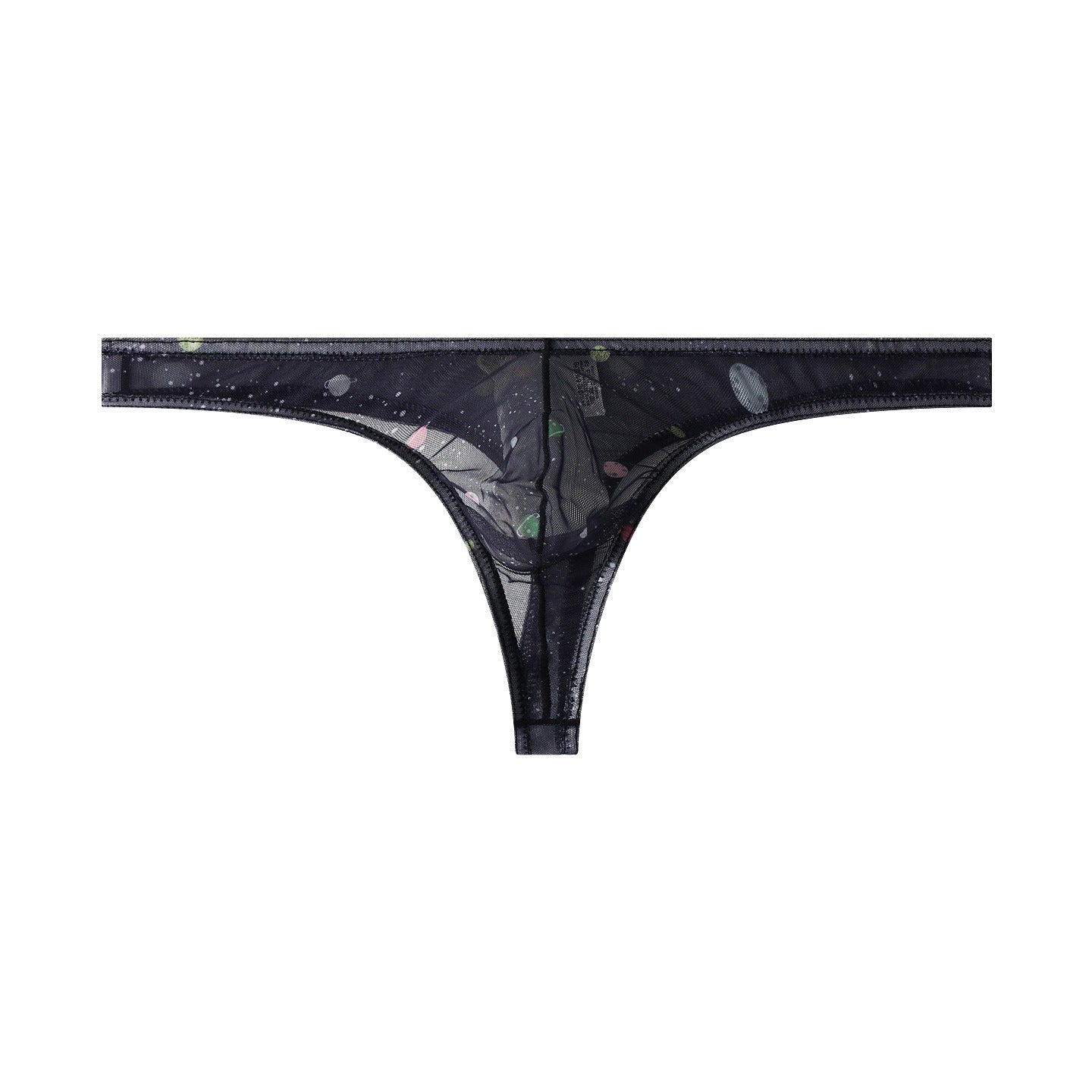 Starry Print Ice-Silk Thong with 3D Contour Pouch — Petals & Lace