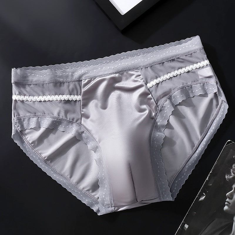 Ice-Silk Triangle Brief with Lace Accent — Petals & Lace