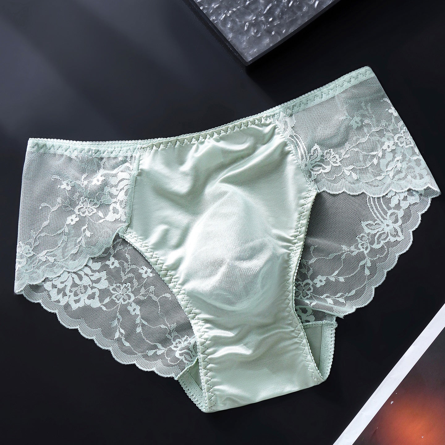 French Lace Brief with 3D Space Pouch — Petals & Lace