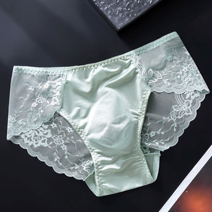 Silver French Lace Brief with 3D Contour Pouch — Petals & Lace