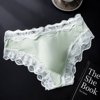 Sage Green Breathable French Lace Brief with 3D Contour Pouch — Petals & Lace