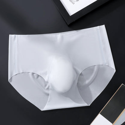 Sky Blue Seamless Ice-Silk Brief with 3D Contour Pouch — Petals & Lace