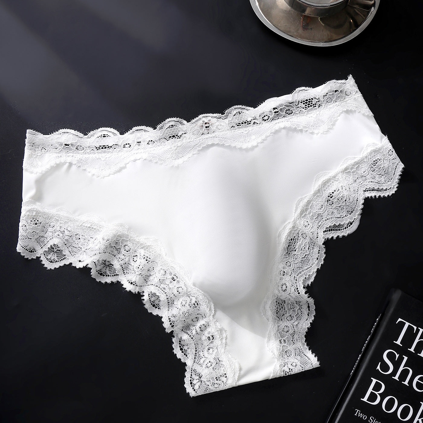 White Breathable French Lace Brief with 3D Contour Pouch — Petals & Lace