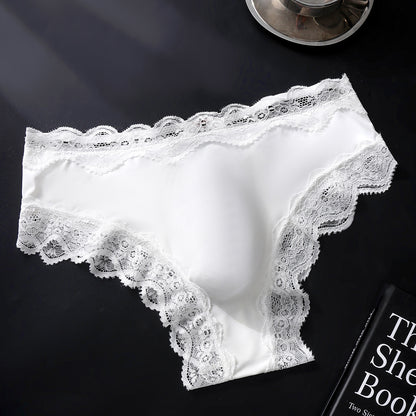 White Breathable French Lace Brief with 3D Contour Pouch — Petals & Lace