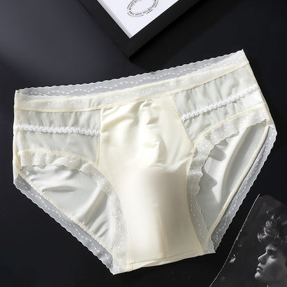 Peach Ice-Silk Brief with 3D Contour Pouch — Petals & Lace