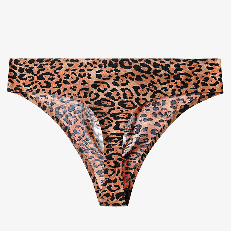 Leopard Print Low-Rise Thong with 3D Contour Pouch — Petals & Lace
