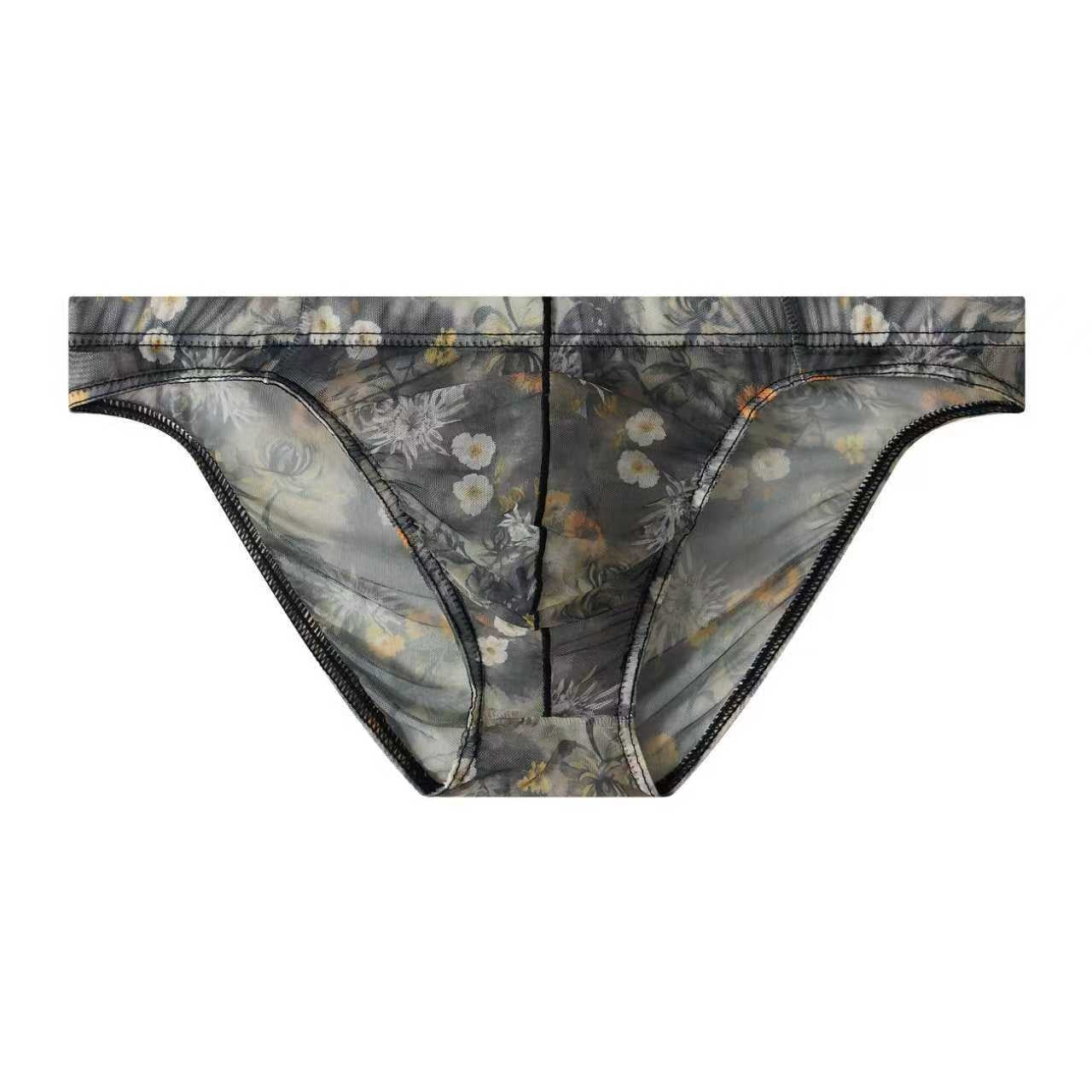 Starry Print Ice-Silk Brief with 3D Contour Pouch — Petals & Lace
