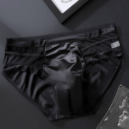 Black Ice-Silk Brief with 3D Contour Pouch — Petals & Lace