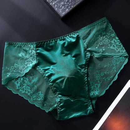 Sage Green French Lace Brief with 3D Contour Pouch — Petals & Lace