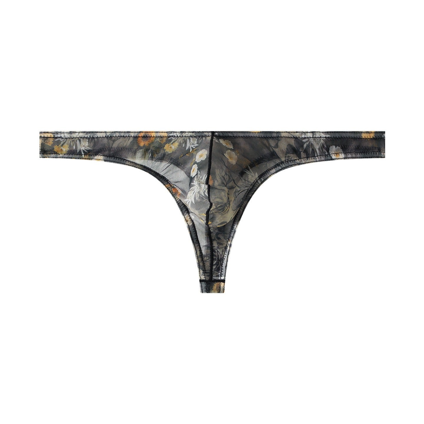 Starry Print Ice-Silk Thong with 3D Contour Pouch — Petals & Lace
