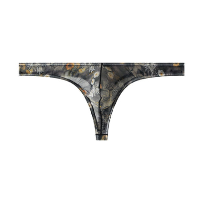 Stardust Gold Starry Print Ice-Silk Thong with 3D Contour Pouch — Petals & Lace